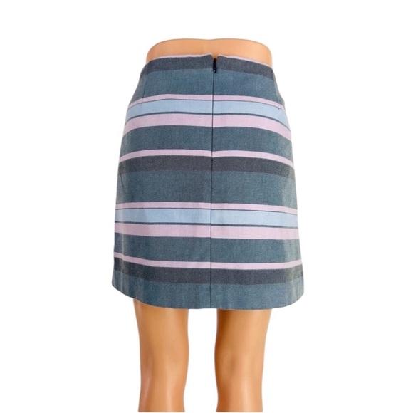 Gap short cotton poly multicolored blue pink striped A line skirt size 12 - Picture 2 of 4